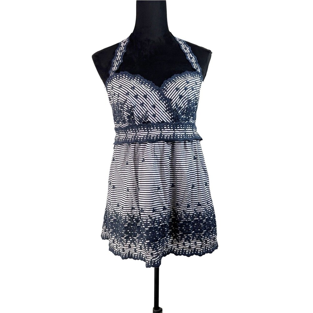 Kate Spade Embroidered Scalloped Lace Halter Floral Eyelet Tank Top Size 6 Boho